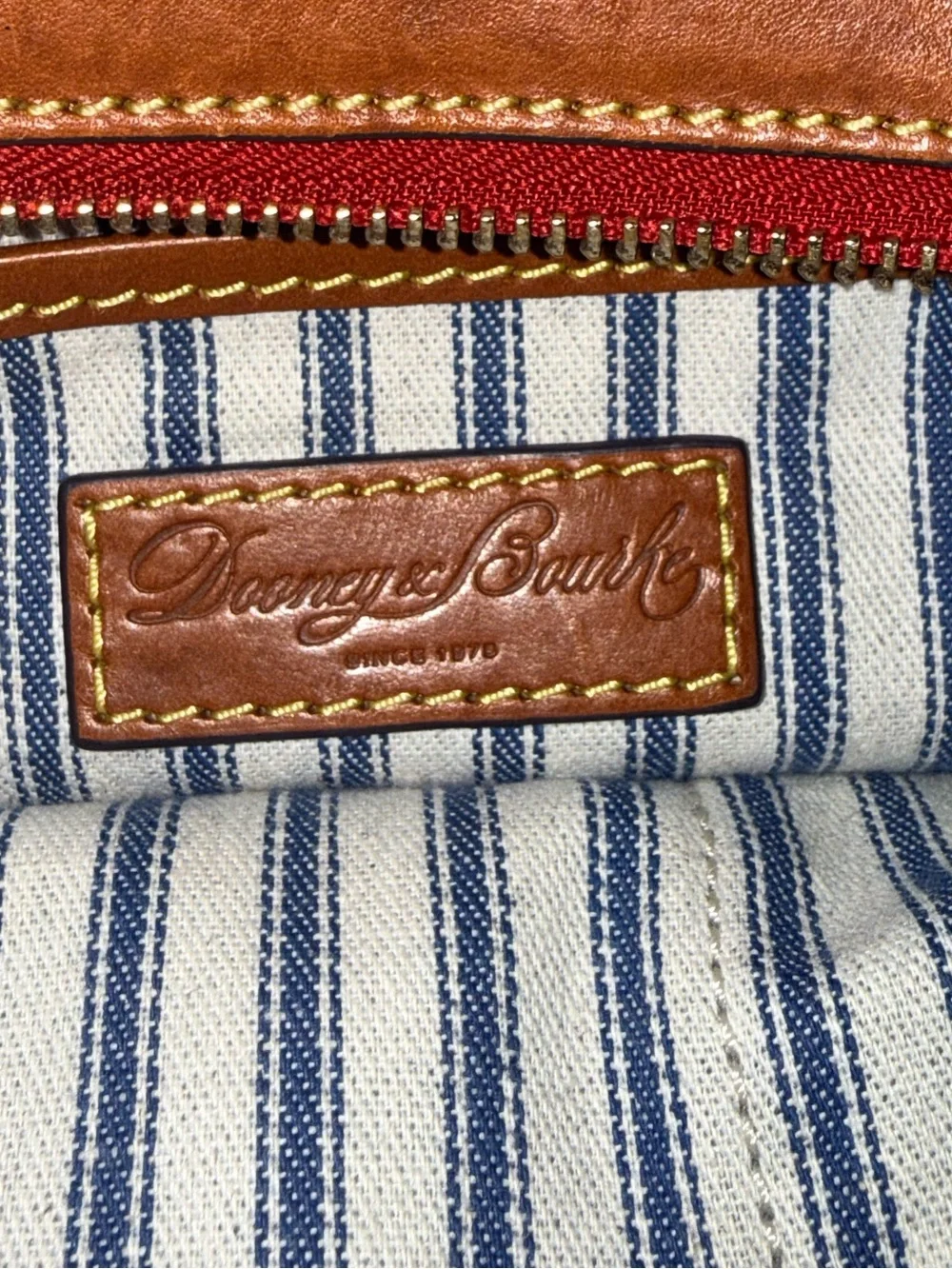 Dooney & Bourke Tan Satchel with Brown Leather Trim